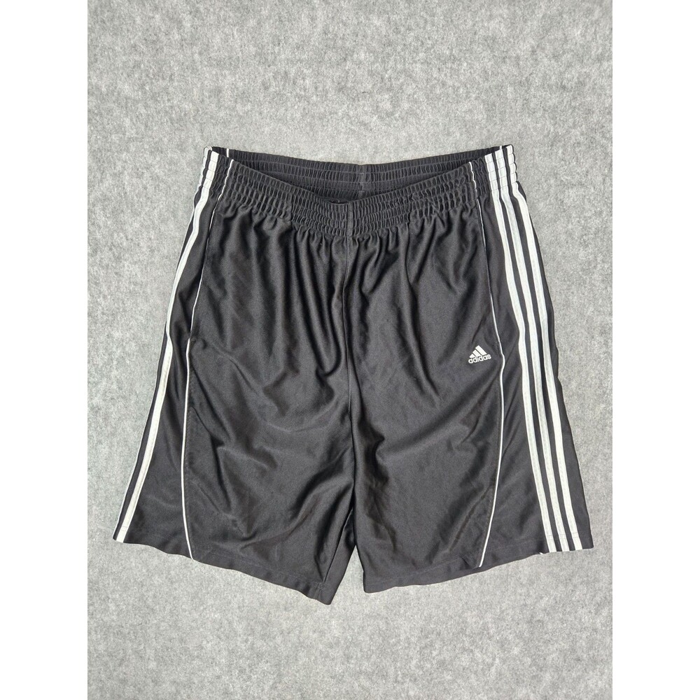 Adidas Polyester Shorts Vintage Black Sprinter Shiny Stripes Soccer Men's Sz XL